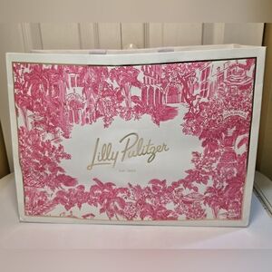 Lilly Pulitzer Resuable Tote Paper Shopping Bag Pink White Palm Beach